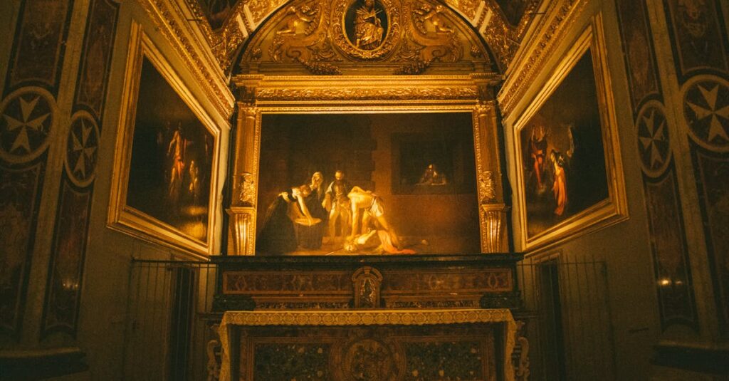 カラヴァッジオの技法が現代アートや映画に与えた影響を象徴するビジュアル構成