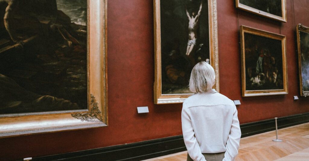 カラヴァッジオの名画が展示されているヨーロッパの美術館の内部風景を描いたイメージ