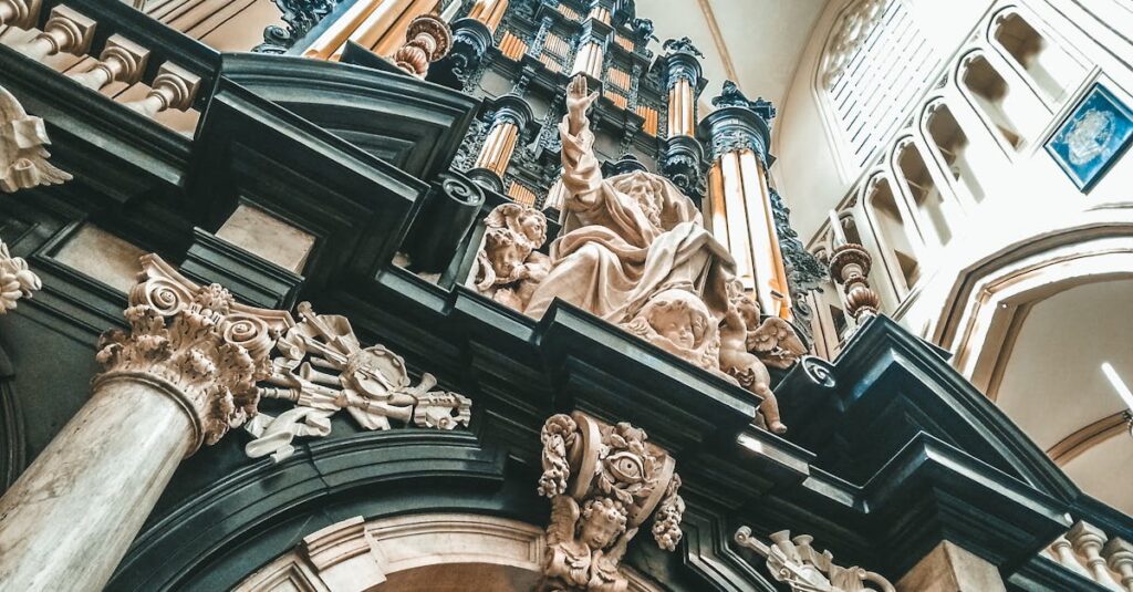 ヨーロッパのバロック美術の時代背景と建築・絵画が融合する歴史的空間を描いたイメージ