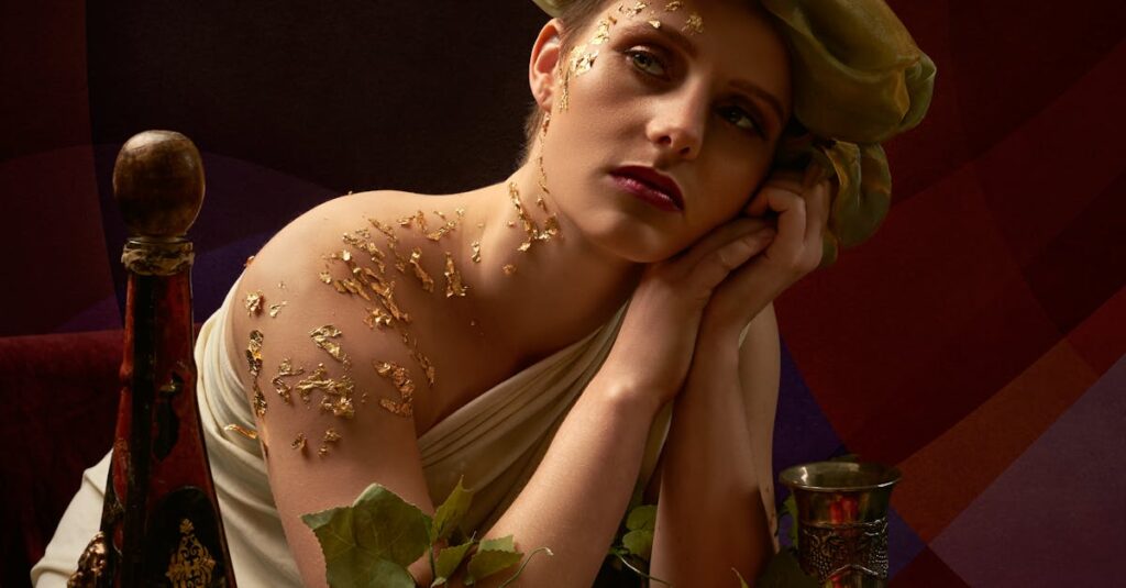 アルチンボルドの代表作が図録形式で紹介されている様子。四季や元素、職業シリーズの絵が並ぶ。