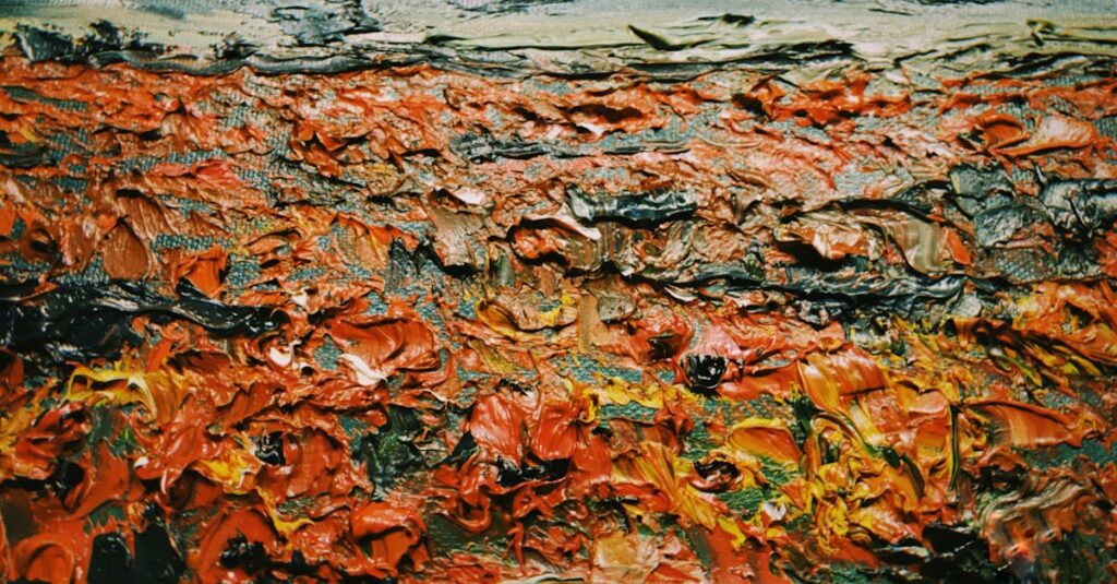 アルチンボルド作品の細部を拡大。花や果物で構成された顔の仕組みや象徴が解説されている様子。